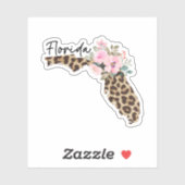 Florida Staat Leopard Print mit Blume Aufkleber (Blatt)