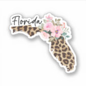 Florida Staat Leopard Print mit Blume Aufkleber (Vorderseite)