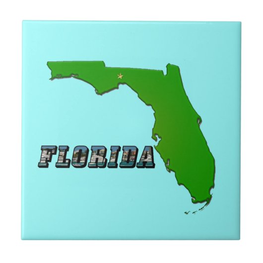 Florida Staat Map and Text Fliese (Vorderseite)