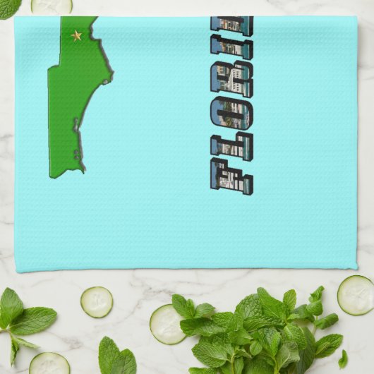 Florida Staat Map and Text Küchentuch (Gefaltet)