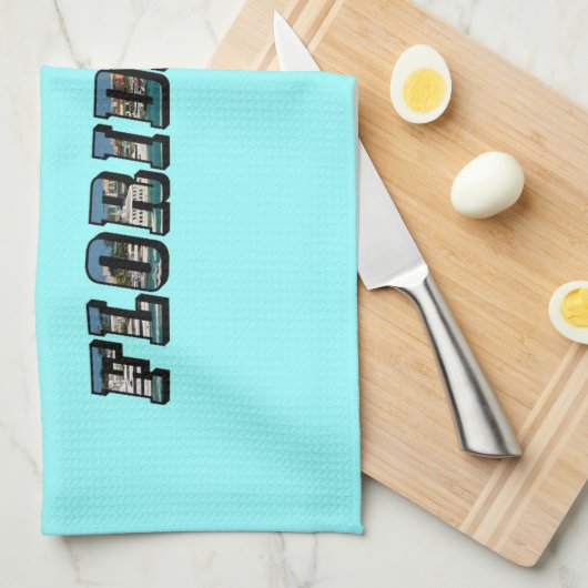 Florida Staat Map and Text Küchentuch (Viertel Falte)