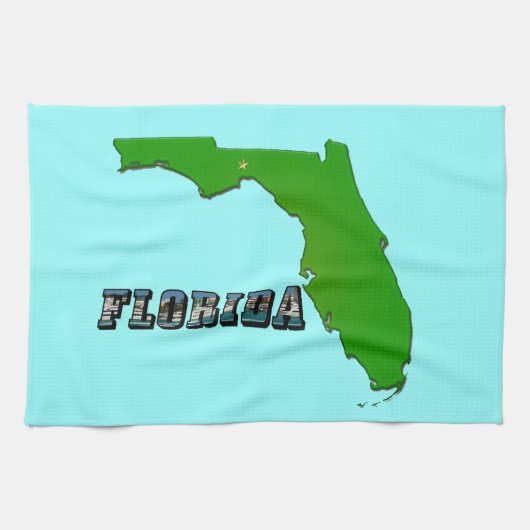 Florida Staat Map and Text Küchentuch (Horizontal)