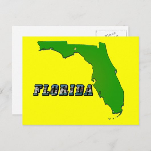 Florida Staat Map and Text Postkarte (Vorne/Hinten)