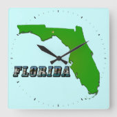 Florida Staat Map and Text Quadratische Wanduhr (Vorderseite)
