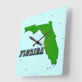 Florida Staat Map and Text Quadratische Wanduhr (Winkel)