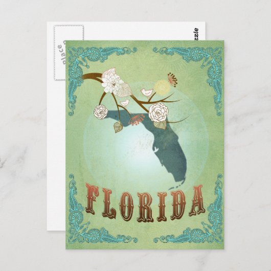 Florida Staat Map - Green Postkarte (Vorne/Hinten)