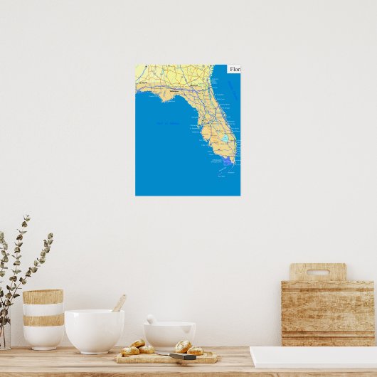 Florida Staat Map Poster (Küche)