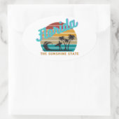 Florida Staat Retro Vintag Sunset Ovaler Aufkleber (Tasche)