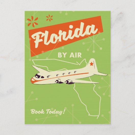 Florida Staat Retroposter. Postkarte (Vorderseite)