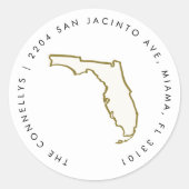Florida Staat Rücksendeadressen-Aufkleber Runder Aufkleber (Vorderseite)