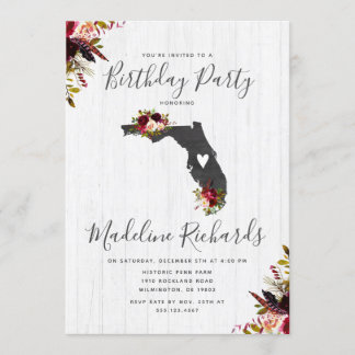 Florida Staat Rustikale Geburtstagsparty Einladung