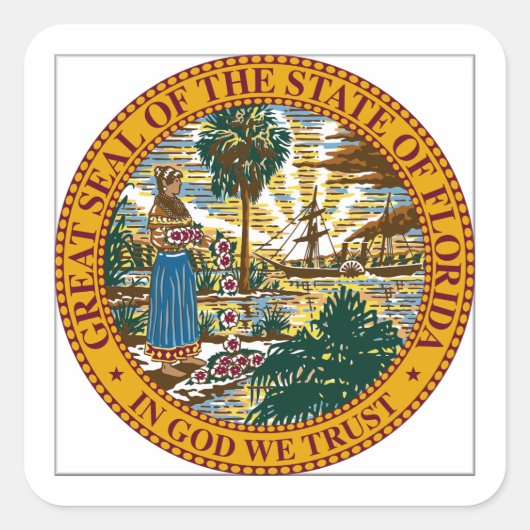 Florida Staat Siegel Quadratischer Aufkleber (Vorderseite)