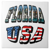 Florida-Staat und USA-Flaggentext Fliese (Vorderseite)