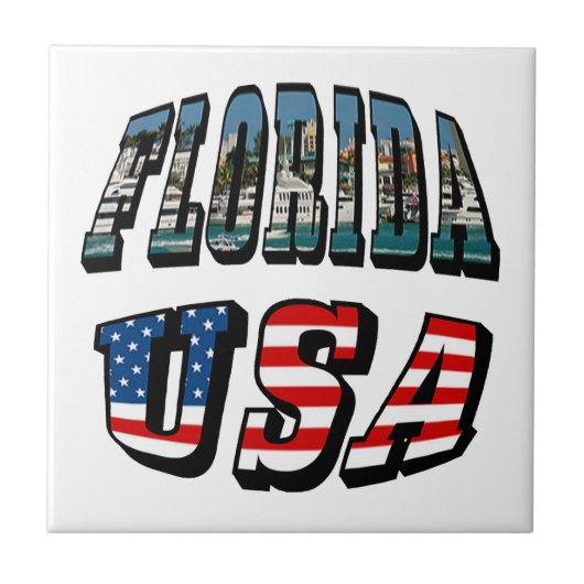 Florida-Staat und USA-Flaggentext Fliese (Vorderseite)