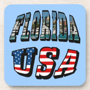 Florida-Staat und USA-Flaggentext Getränkeuntersetzer