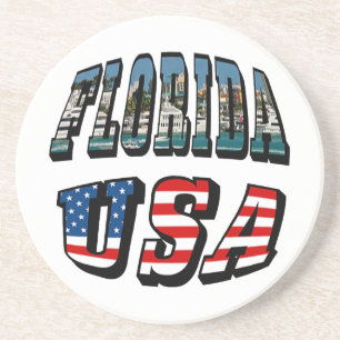 Florida-Staat und USA-Flaggentext Getränkeuntersetzer