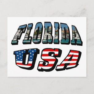 Florida-Staat und USA-Flaggentext Postkarte