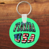 Florida-Staat und USA-Flaggentext Schlüsselanhänger (Vorderseite)