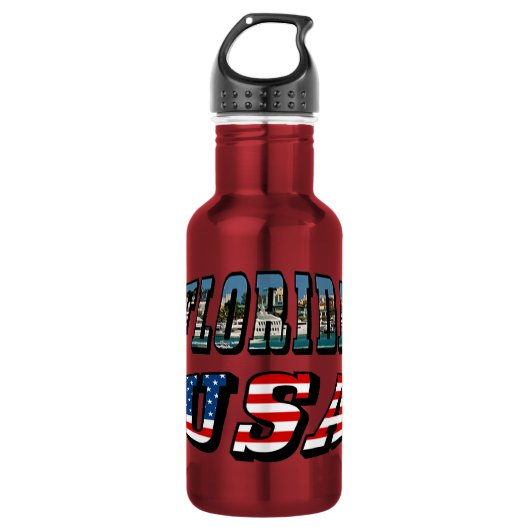 Florida-Staat und USA-Flaggentext Trinkflasche (Vorderseite)