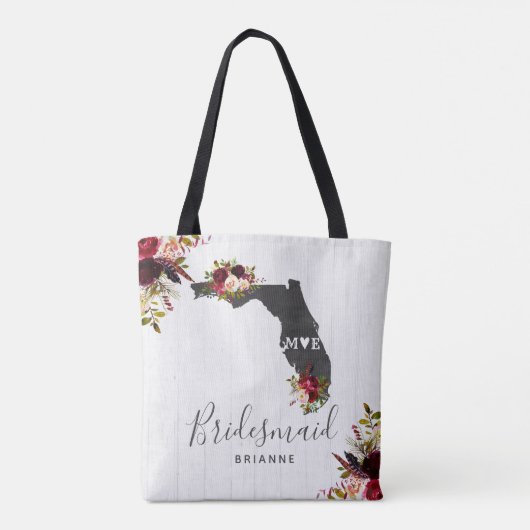 Florida Staat Zielort Rustikales Hochzeitmongramm Tasche (Rückseite)