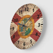 Florida-Staats-Flagge auf altem hölzernem Korn Große Wanduhr (Winkel)
