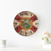 Florida-Staats-Flagge auf altem hölzernem Korn Große Wanduhr (Zuhause)