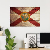 Florida Staatsflagge auf Altholzkorn Poster (Heimbüro)