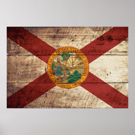 Florida Staatsflagge auf Altholzkorn Poster (Vorne)