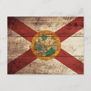 Florida Staatsflagge auf Altholzkorn Postkarte