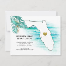 Florida Staatskarte Gold Herz Neue Heimat