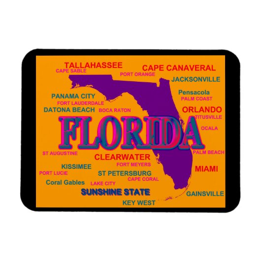 Florida Staatsstolz Map Silhouette Magnet (Horizontal)