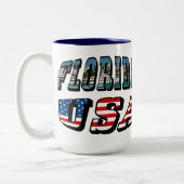 Florida State and USA Flag Text Zweifarbige Tasse (Links)