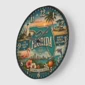 Florida State Heritage Flamingo Beaches Große Wanduhr (Winkel)