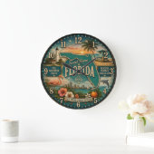 Florida State Heritage Flamingo Beaches Große Wanduhr (Zuhause)