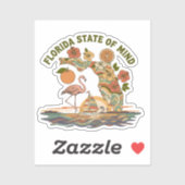 Florida State of Mind Retro Flamingo Segelboot Ges Aufkleber (Blatt)