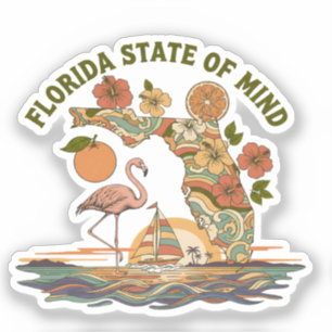 Florida State of Mind Retro Flamingo Segelboot Ges Aufkleber