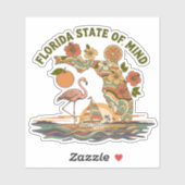 Florida State of Mind Retro Flamingo Segelboot Ges Aufkleber (Blatt)