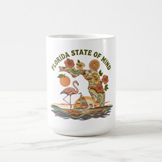 Florida State of Mind Retro Flamingo Segelboot Ges Kaffeetasse (Mittel)