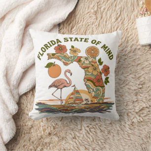 Florida State of Mind Retro Flamingo Segelboot Ges Kissen