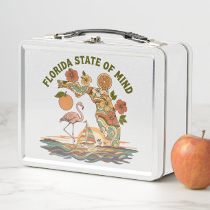 Florida State of Mind Retro Flamingo Segelboot Ges Metall Brotdose