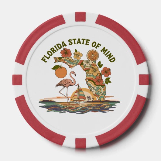 Florida State of Mind Retro Flamingo Segelboot Ges Pokerchips (Vorderseite)