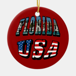 Florida State und USA-Flagge Text Keramik Ornament