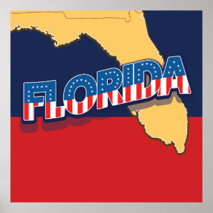 Florida Sterne und Streifen Karte Poster