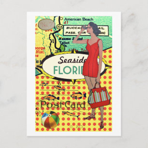 Florida Strand Badeanzug Retro-Schönheit Postkarte