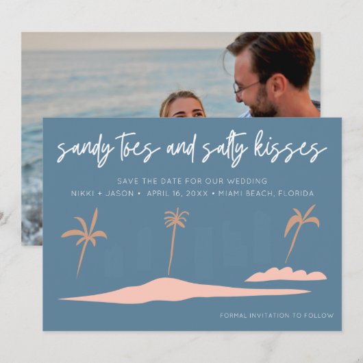 Florida Strandhochzeitsfoto Save the Date (Vorne/Hinten)