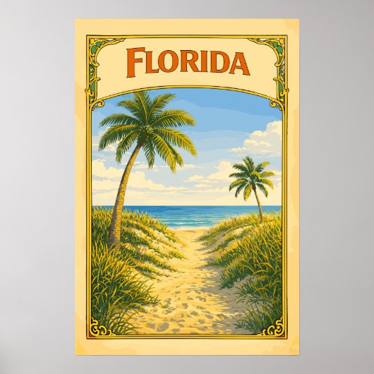 Florida-Strandweg Vintage Poster (Vorne)