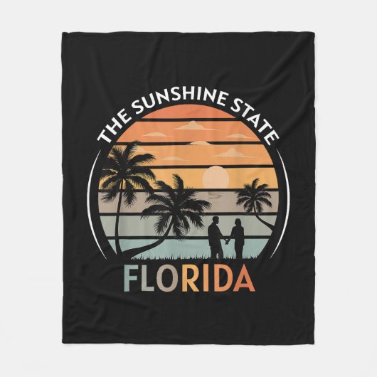 Florida Summer Beach Vintag Sunset Fleecedecke (Vorderseite)