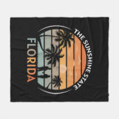 Florida Summer Beach Vintag Sunset Fleecedecke (Vorderseite (Horizontal))