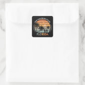 Florida Summer Beach Vintag Sunset Quadratischer Aufkleber (Tasche)