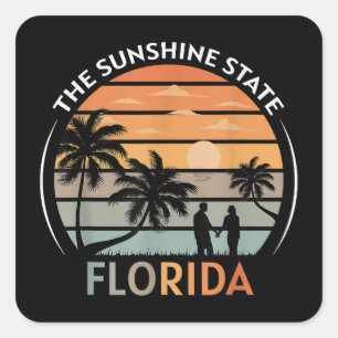 Florida Summer Beach Vintag Sunset Quadratischer Aufkleber